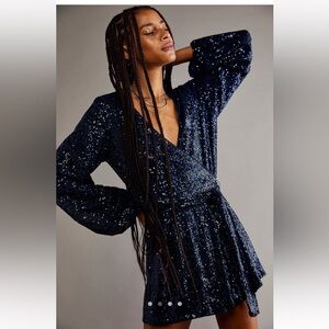 Free People Christa Sequin Romper M